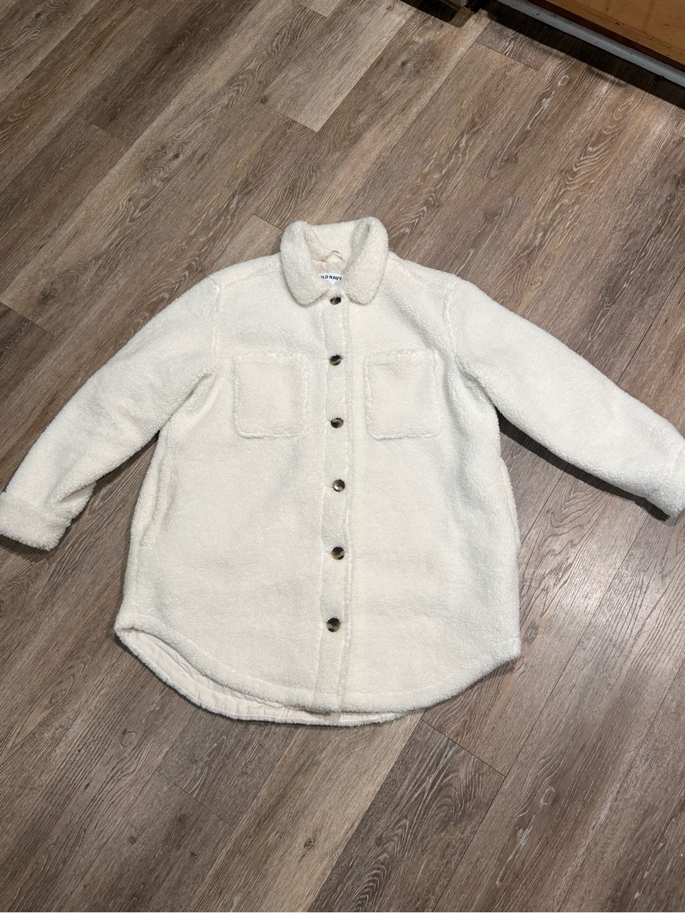 Old Navy Ivory Sherpa Button Jacket